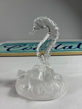 Crystal Sea Horse Figurine Vintage Mid Century Cristal D'Arques